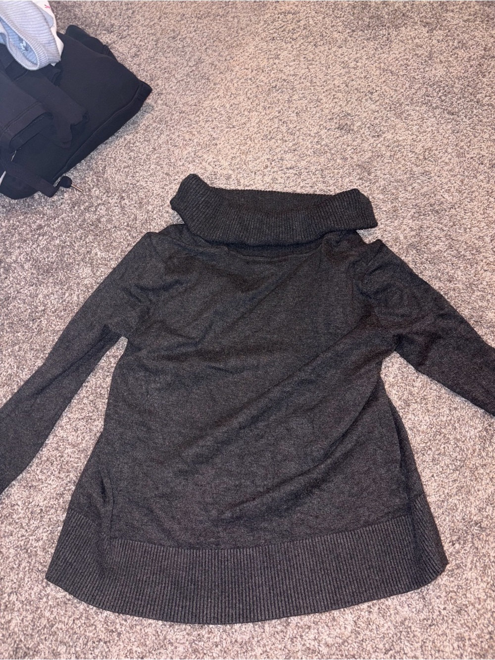Cable & Gauge Dark Charcoal Cowl Neck Sweater